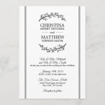 シックヴィンテージ白黒ローレルリース結婚ズ