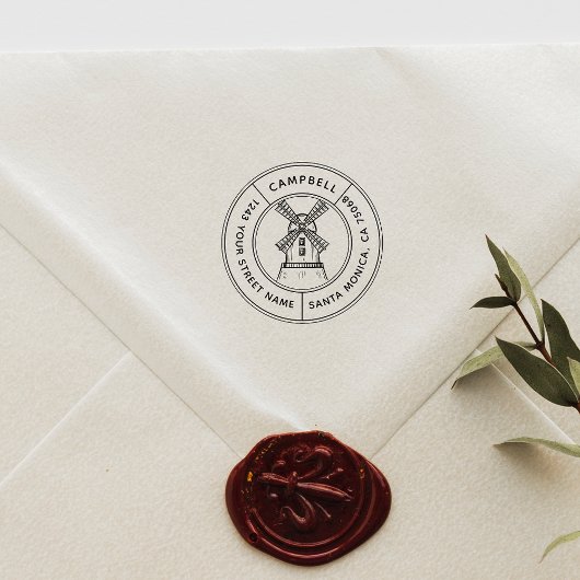 シックヴィンテージ素朴ウィンドミルカスタムアドレス セルフインキングスタンプ