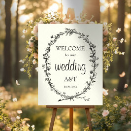 シックヴィンテージ結婚アイボリーの歓迎サイン ポスター