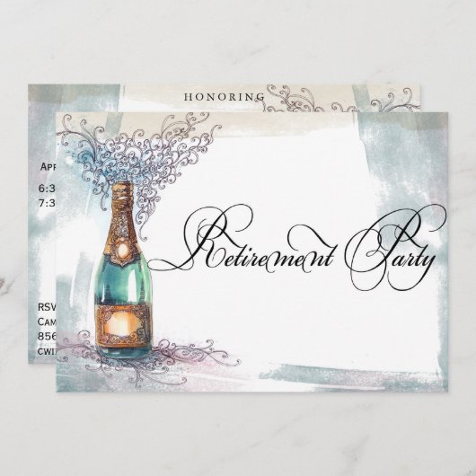 シックヴィンテージ退職パーティの招待状 招待状 (正面/裏面)