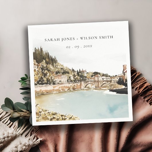 シックヴェローナアディゲリバーイタリアウォータカラー結婚ズ スタンダードカクテルナプキン