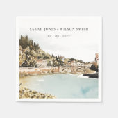 シックヴェローナアディゲリバーイタリアウォータカラー結婚ズ スタンダードカクテルナプキン (正面)