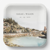 シックヴェローナアディゲリバーイタリアウォータカラー結婚ズ ペーパープレート (正面)