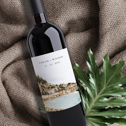 シックヴェローナアディゲリバーイタリアウォータカラー結婚ズ ワインラベル