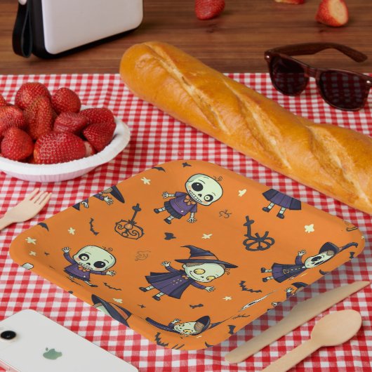 シック不気味ハロウィーン枕 – 無料フェスティバル ペーパープレート (ピクニック)