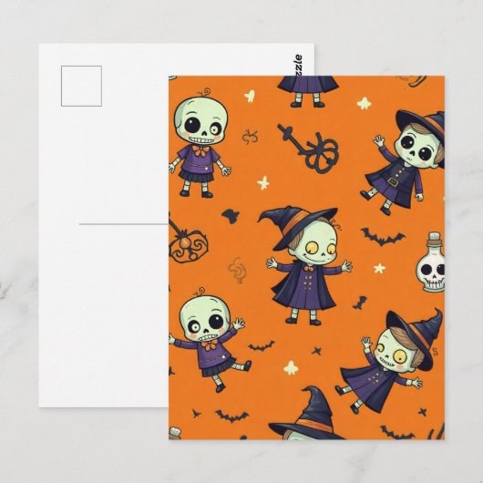 シック不気味ハロウィーン枕 – 無料フェスティバル ポストカード (正面/裏面)