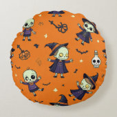 シック不気味ハロウィーン枕 – 無料フェスティバル ラウンドクッション (正面)