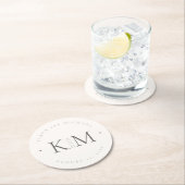 シック中和結婚イニシャルアイボリーID1020 ラウンドペーパーコースター (インサイチュ)