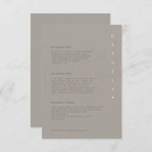 シック中和結婚詳細トープID1020 エンクロージャーカード (正面/裏面)