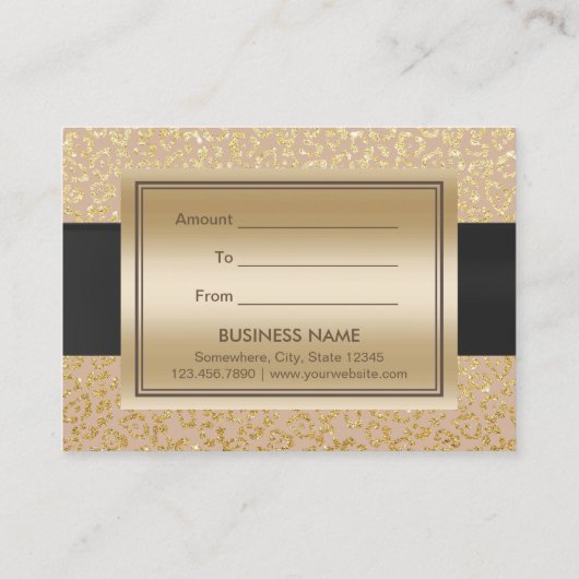 シック中立金ゴールドレオパード印刷ギフト証明書 割引カード (裏面)