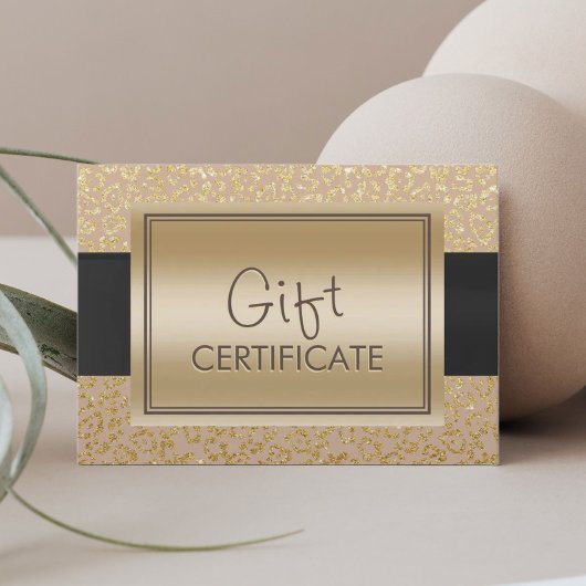 シック中立金ゴールドレオパード印刷ギフト証明書 割引カード