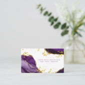 *~*シック人気がある金ゴールドグリッターパープルアゲートガーリー 名刺 (スタンド正面)