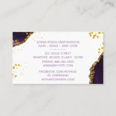 *~*シック人気がある金ゴールドグリッターパープルアゲートガーリー 名刺 (裏面)