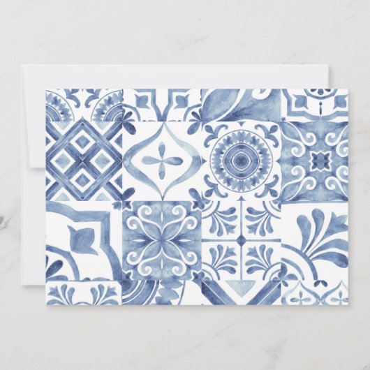 シック任意の年レモンタイル地中海の誕生日 招待状 (裏面)