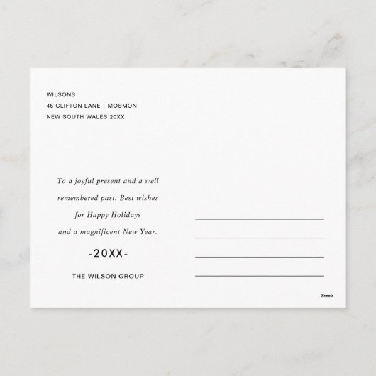 シック企業のブラックホリーベリーリースクリスマス シーズンポストカード (裏面)