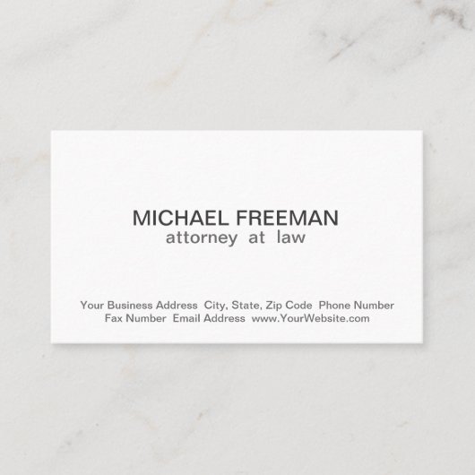 シック伝統的ホワイト弁護士名刺 名刺 (正面)