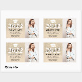 シック光金ゴールドグリッターグラデーション写真卒業 長方形シール (シート)