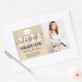 シック光金ゴールドグリッターグラデーション写真卒業 長方形シール (封筒)