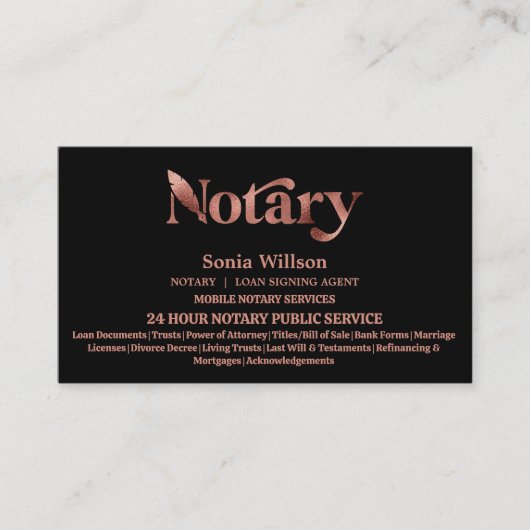 シック公証人公共バラ金ゴールド写真ローン署名 名刺 (正面)