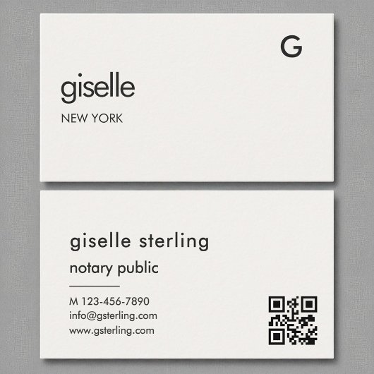 シック公証人公共ラグジュアリーQRコードモノグラム 名刺