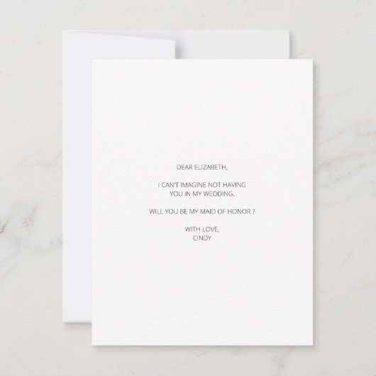 シック写真が私のメイド・オブ・オーナー(花嫁付き添い人)カード サンキューカード (裏面)