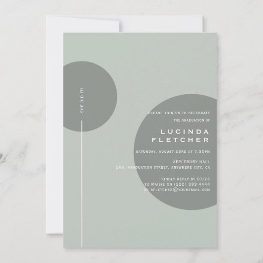 シック写真テンプレート大学院卒業式パーティー 招待状 (裏面)