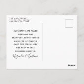 シック写真ユーカリ結婚の感謝 ポストカード (裏面)