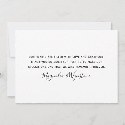 シック写真ユーカリ結婚ス サンキューカード (裏面)