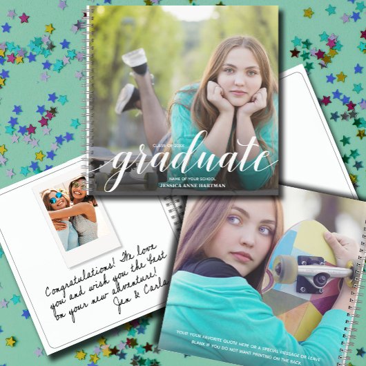 シック写真卒業パーティーゲストブック ノートブック