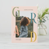 シック写真卒業パーティー招待状 招待状 (スタンド正面)