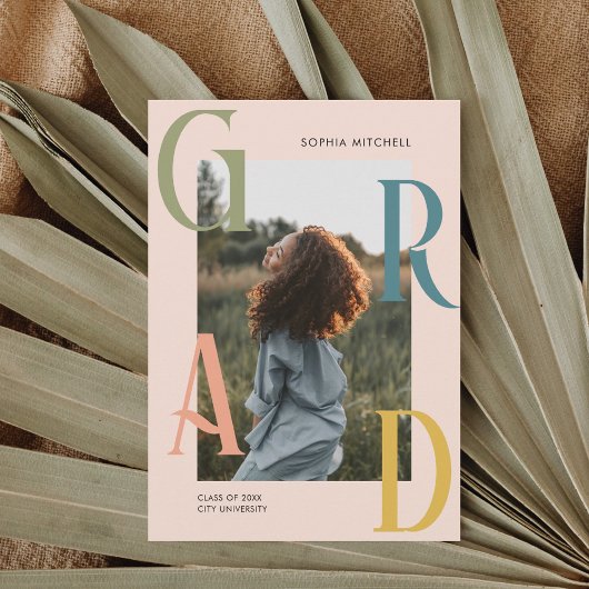 シック写真卒業パーティー招待状 招待状