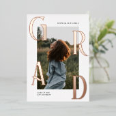 シック写真卒業パーティー 箔招待状 (立ち正面)