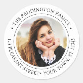 シック写真卒業ラウンド差出人住所ラベル ラウンドシール (正面)