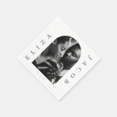 シック写真結婚の日付 スタンダードカクテルナプキン (角)