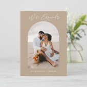 シック写真QRコード結婚の婚約発表 招待状 (スタンド正面)