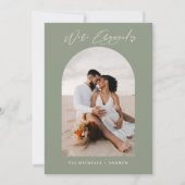 シック写真QRコード結婚の婚約発表 招待状 (正面)