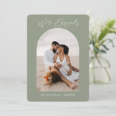 シック写真QRコード結婚の婚約発表 招待状 (スタンド正面)