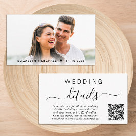 シック写真QRコード結婚の詳細 エンクロージャーカード