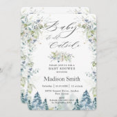 シック冬のベビー,ベビーシャワーの外は寒い 招待状 (正面/裏面)