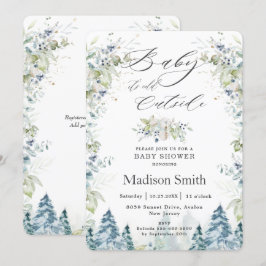 シック冬のベビー，ベビーシャワーの外は寒い  招待状