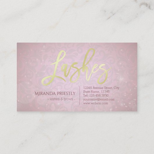 シック割引クーポンメイクアップ美しいサロンピンク金ゴールド 割引カード (裏面)