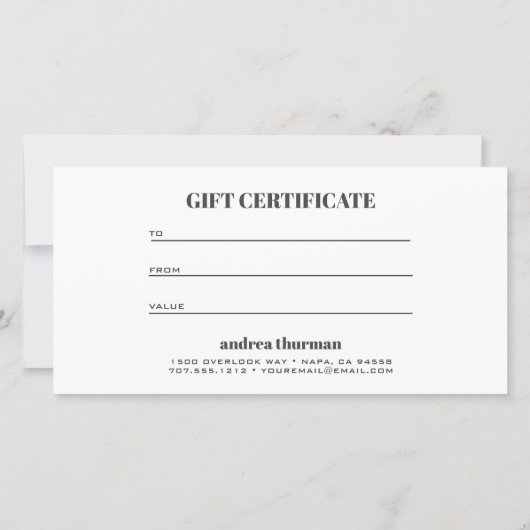 シック動揺してグレーサテン金ゴールドギフトカード (裏面)