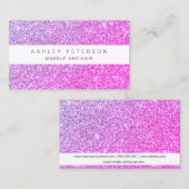 シック化粧ピンクパープルグリッタースパークルスシークイン 名刺 (正面/裏面)