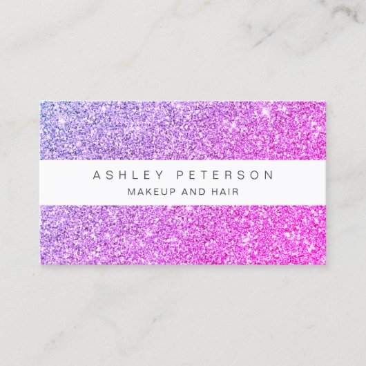 シック化粧ピンクパープルグリッタースパークルスシークイン 名刺 (正面)