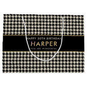 シック千鳥格子の誕生日Any Age 30thオフホワイト ラージペーパーバッグ (裏面)