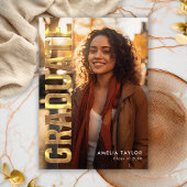 シック卒業はっきりした金ゴールドタイポグラフィ写真パーティー 招待状