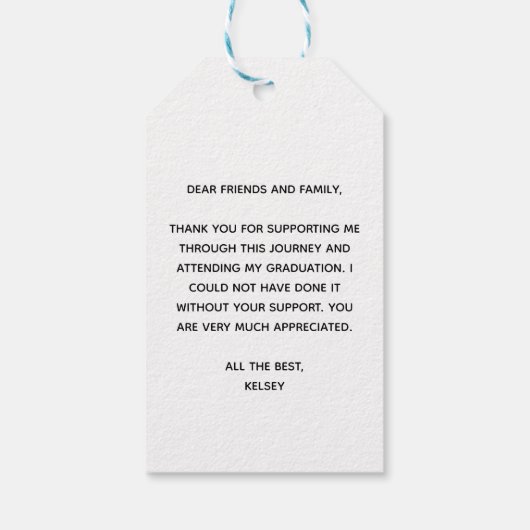 シック卒業写真モダンカスタム卒業会 ギフトタグ (裏面)