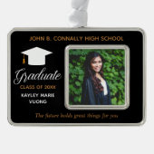 シック卒業写真感動的引用文カスタム シルバープレートフレームオーナメント (正面)