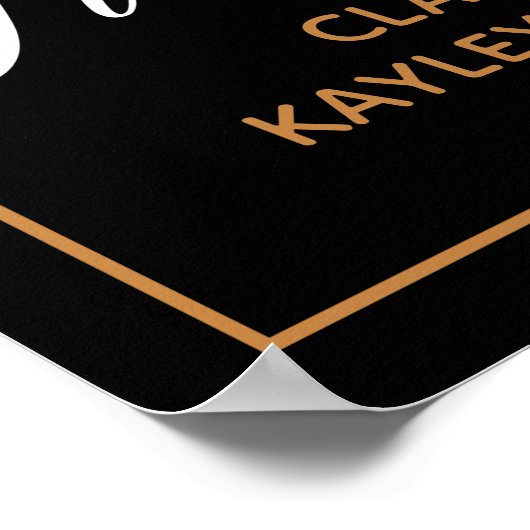 シック卒業式ブラック金ゴールドカスタム卒業パーティー ポスター (角)