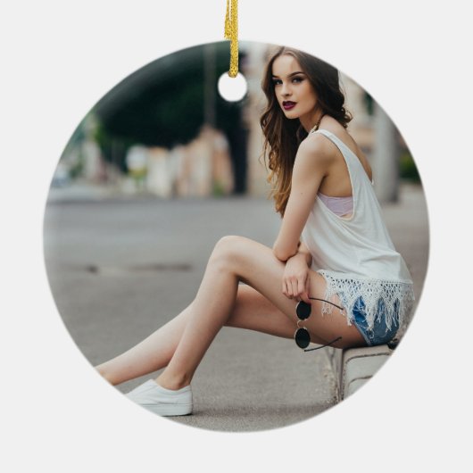 シック卒業式2フォトスクリプトオーバーレイクリスマス セラミックオーナメント (裏面)